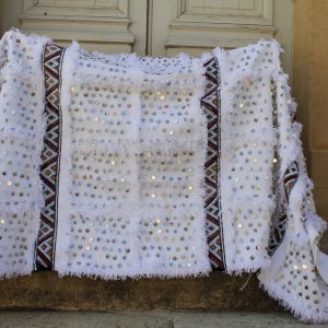 Couverture marocaine plaid Handira blanche